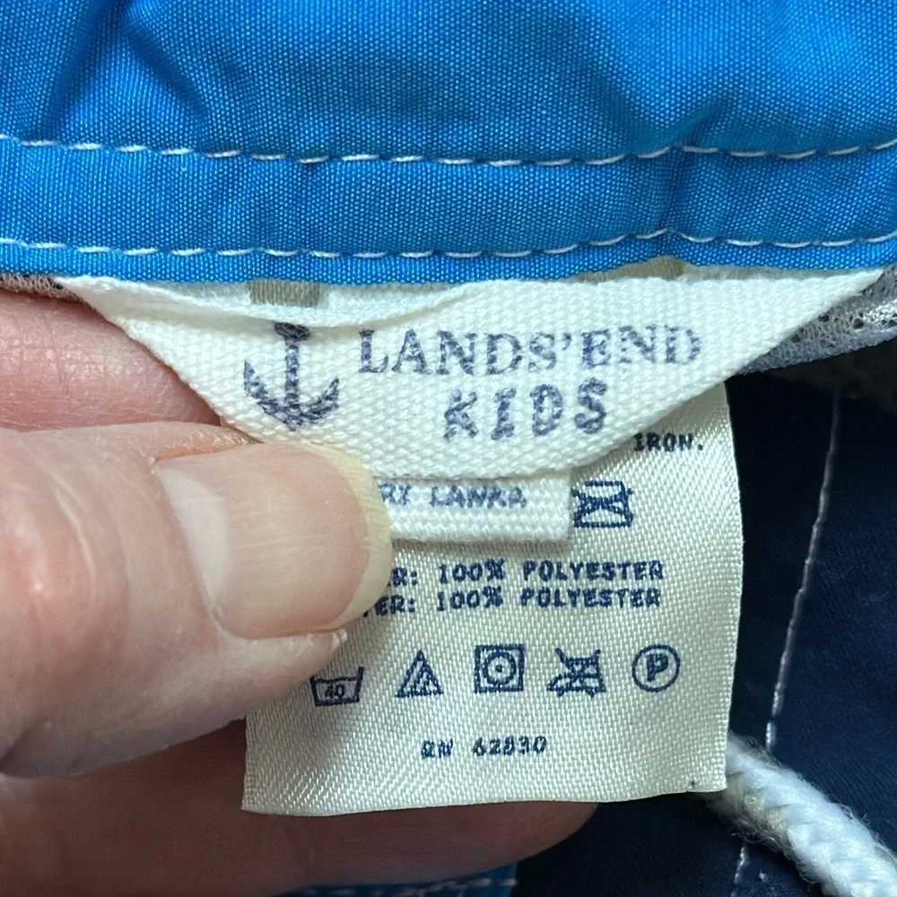 Lands End Kids Boys Swim Shorts Adjustable Elastic Waistband & Lace Tie Lined